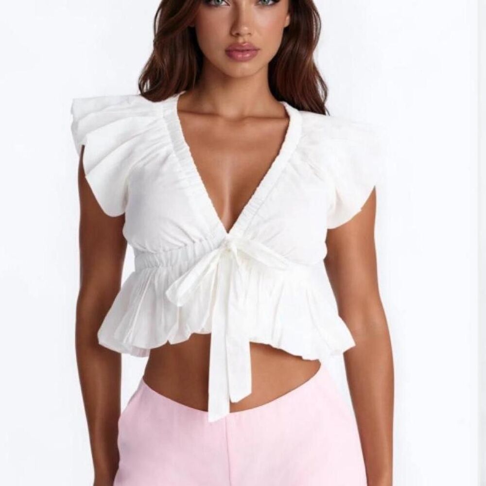 Brand new white ruched crop top